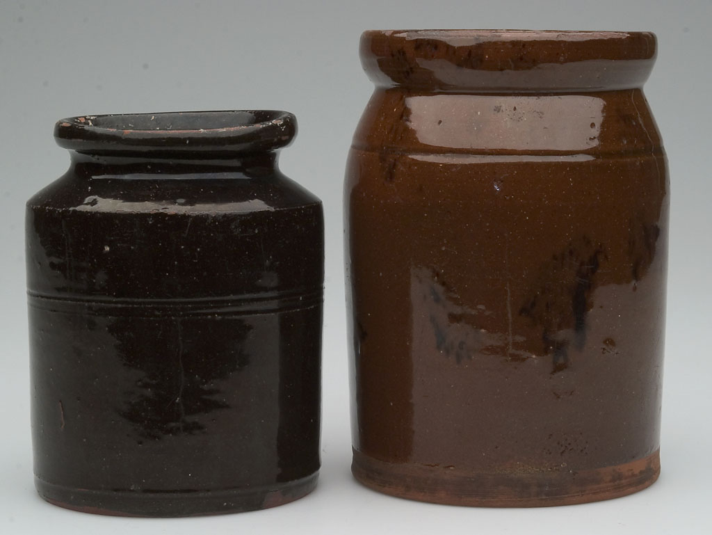 TWO NEW ENGLAND EARTHENWARE / REDWARE JARS Jeffrey S. Evans & Associates