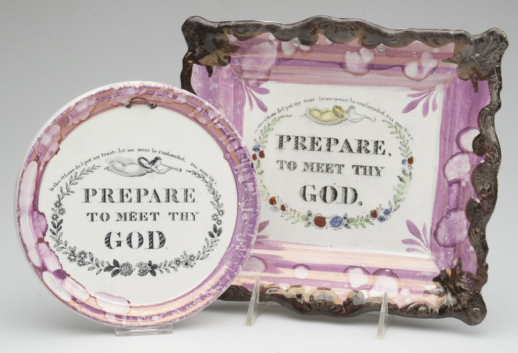 SUNDERLAND LUSTRE RELIGIOUS PLAQUES LOT OF TWO Jeffrey S Evans SUNDERLAND LUSTRE RELIGIOUS PLAQUES LOT OF TWO Jeffrey S Evans