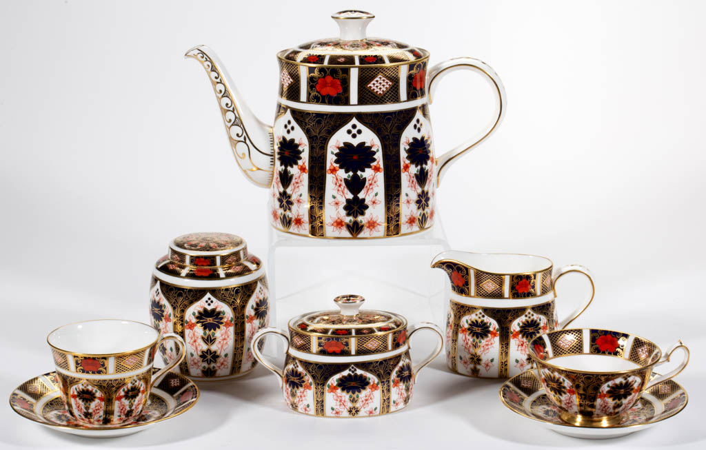English Royal Crown Derby Old Imari Porcelain Six Piece Tea Set Jeffrey S Evans Associates