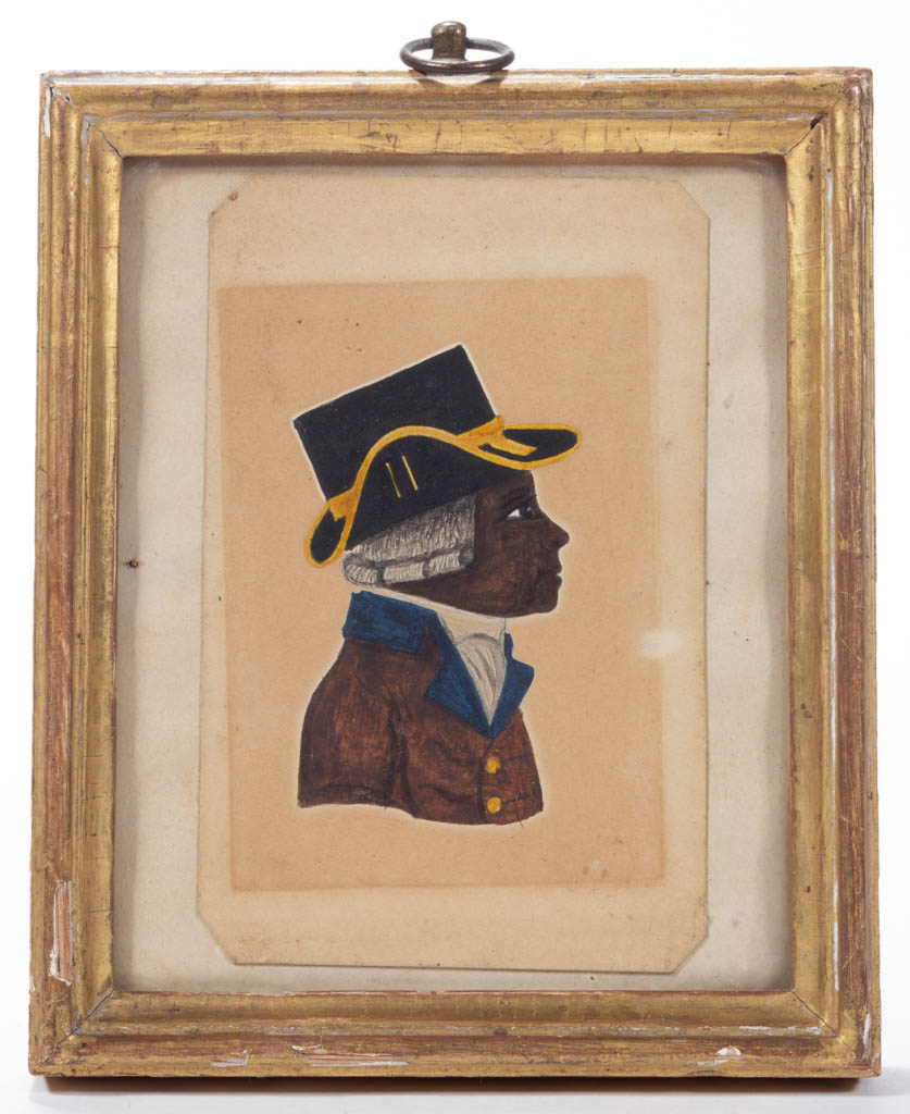 AMERICAN OR BRITISH SCHOOL (19TH CENTURY)FOLK ART MINIATURE PORTRAIT OF AN AFRICAN-AMERICAN GENTLEMAN