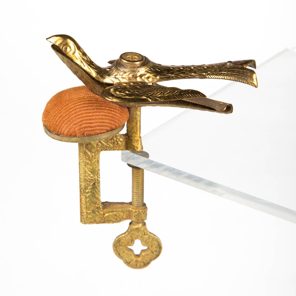 GILT-BRASS SEWING BIRD CLAMP - Jeffrey S. Evans & Associates