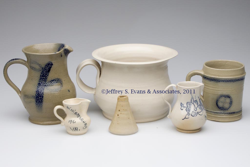 SIX VINTAGE WILLIAMSBURG, VIRGINIA POTTERY VESSELS - Jeffrey S. Evans