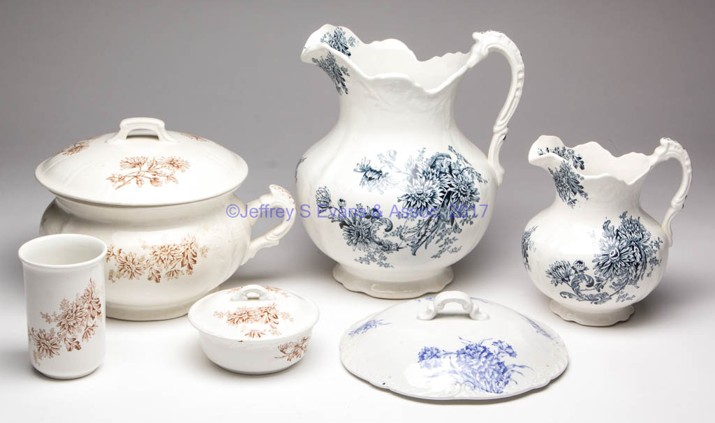 Buffalo Pottery Chrysanthemum Ceramic Wash Set Lot Of Five Jeffrey S Evans Associates