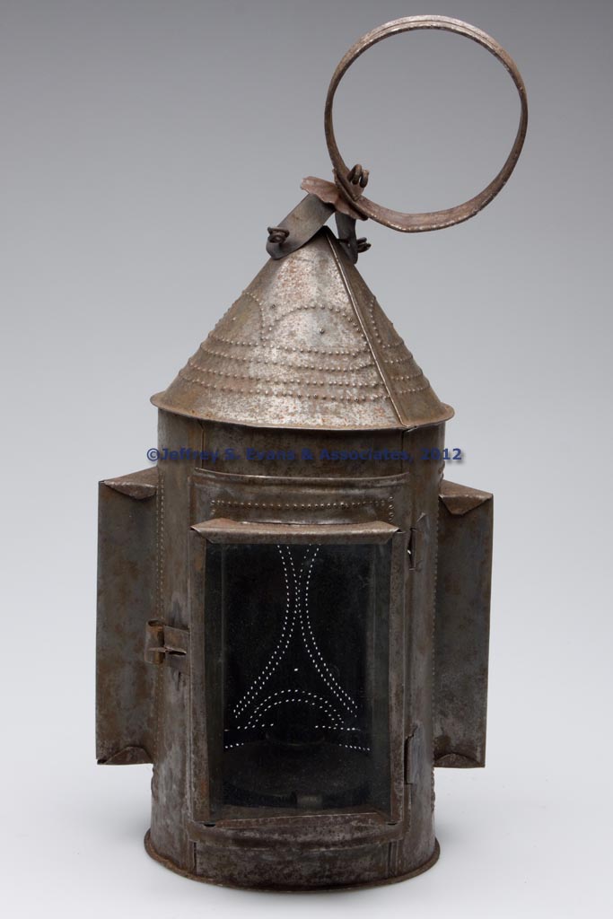 PUNCHED SHEET IRON WHALE OIL LANTERN Jeffrey S. Evans & Associates