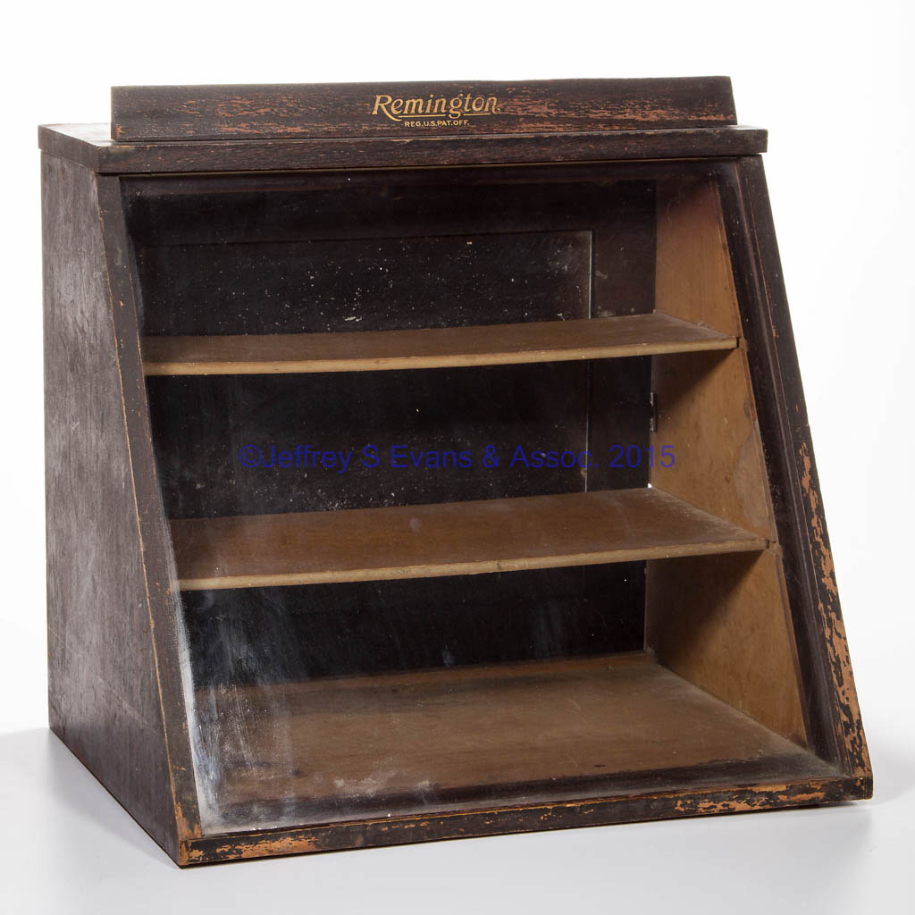 REMINGTON WOODEN COUNTER TOP KNIFE DISPLAY CASE Jeffrey S. Evans