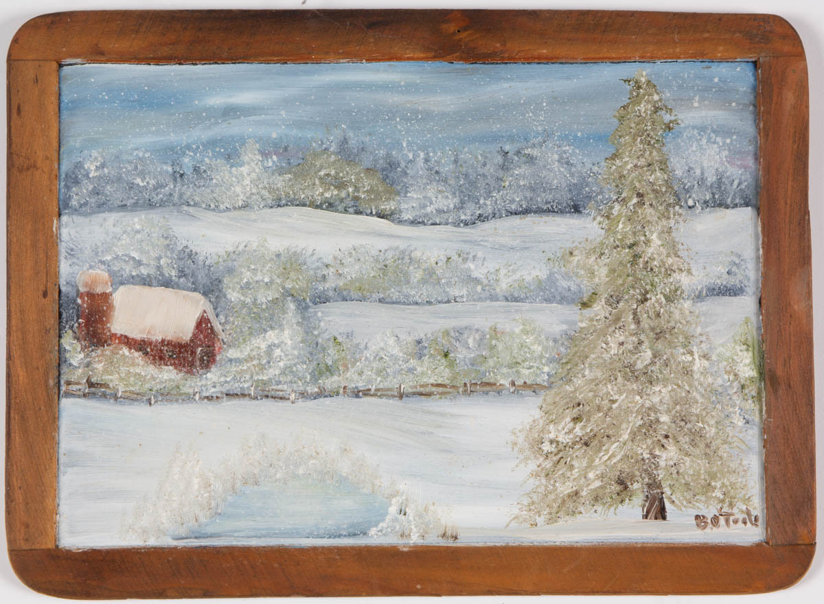 AMERICAN SCHOOL (19TH / 20TH CENTURY) FOLK ART WINTER SCENES, LOT OF