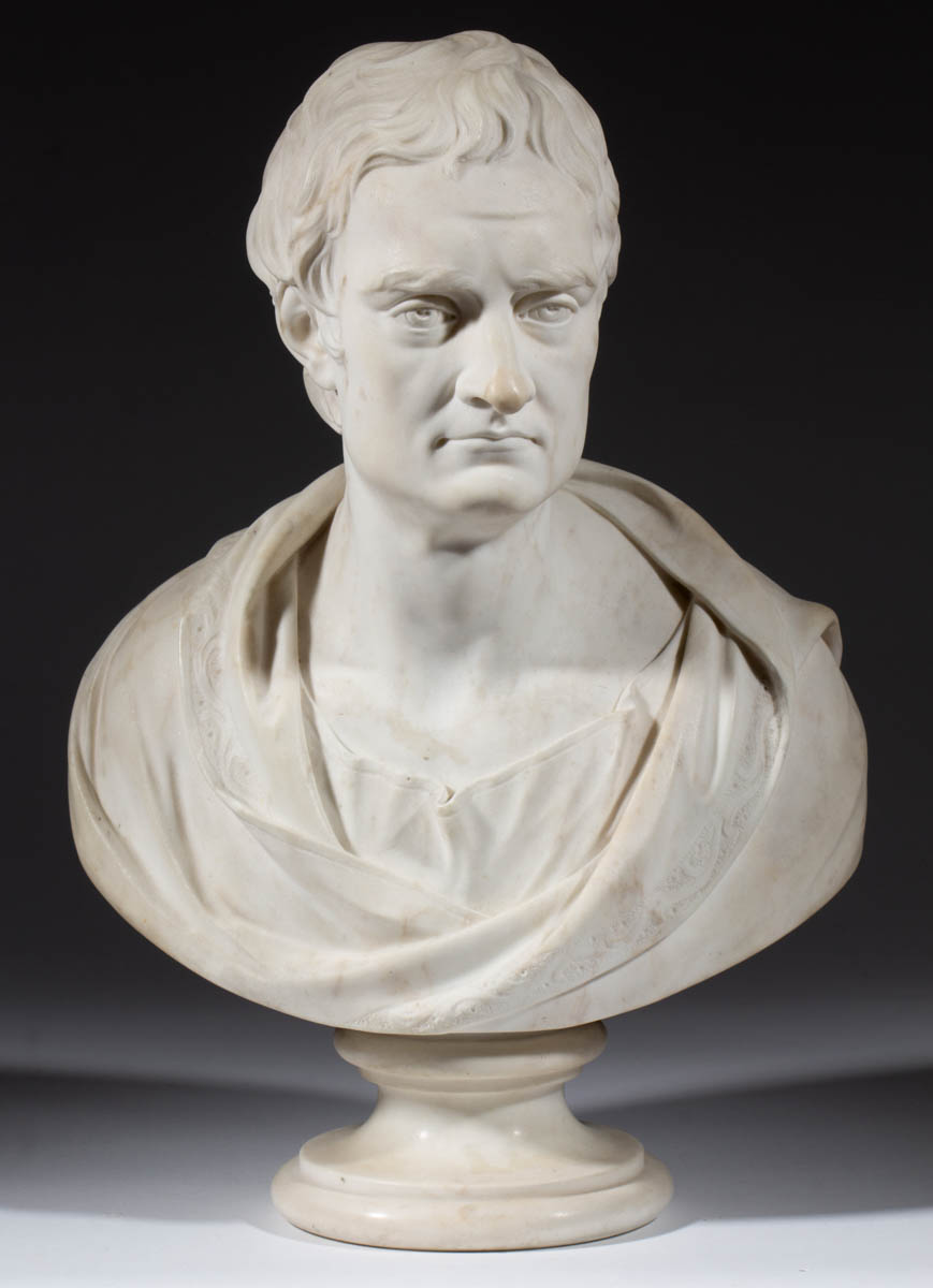 BRITISH OR CONTINENTAL SCHOOL (19TH CENTURY) CARVED MARBLE BUST OF A GENTLEMAN