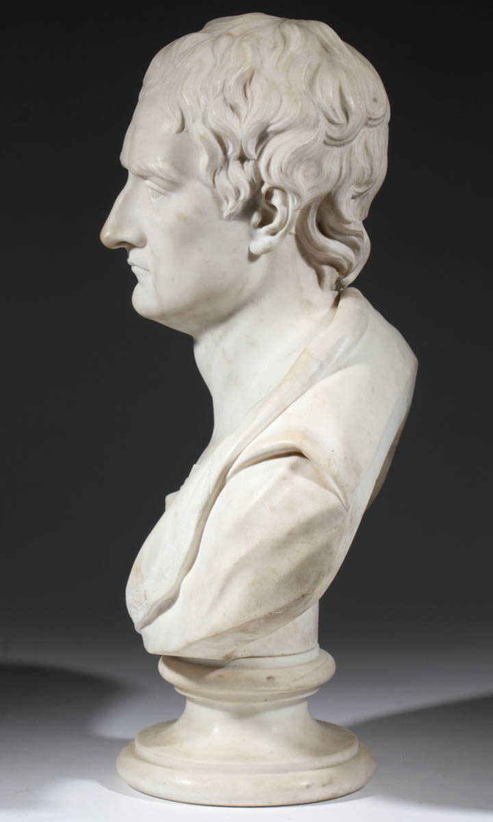 BRITISH OR CONTINENTAL SCHOOL (19TH CENTURY) CARVED MARBLE BUST OF A GENTLEMAN