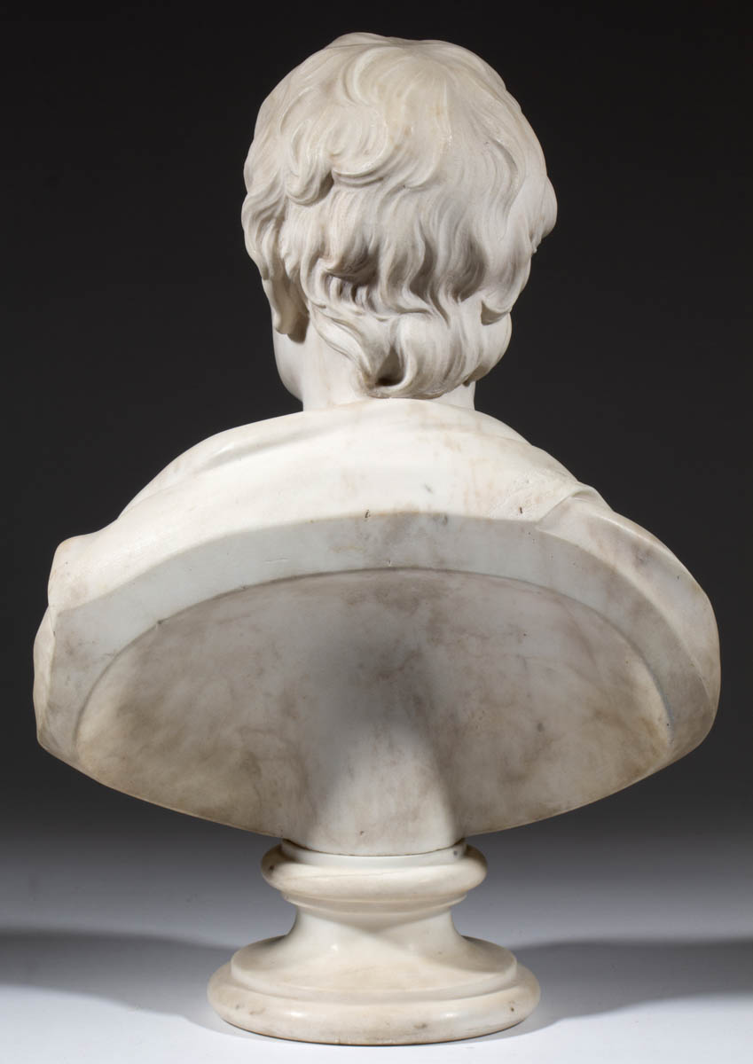 BRITISH OR CONTINENTAL SCHOOL (19TH CENTURY) CARVED MARBLE BUST OF A GENTLEMAN