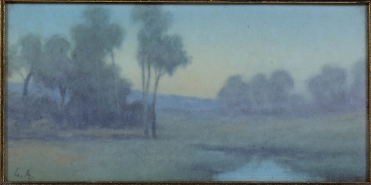 AMERICAN ROOKWOOD VELLUM SIGNED “L.A.” LEONORE ASBURY (1866-1933) ART POTTERY FRAMED PLAQUE