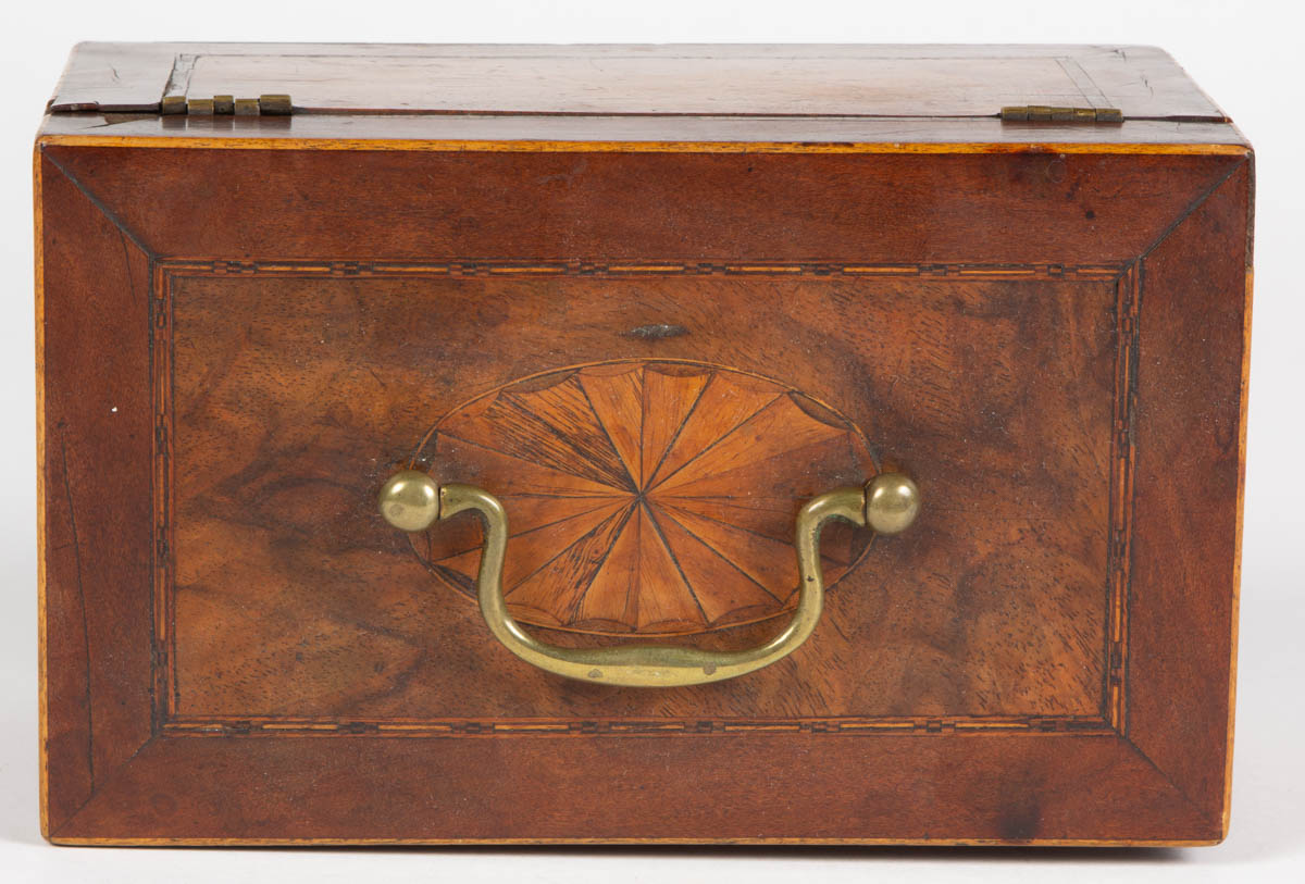 ENGLISH INLAID MAHOGANY TEA CADDIES, LOT OF TWO
