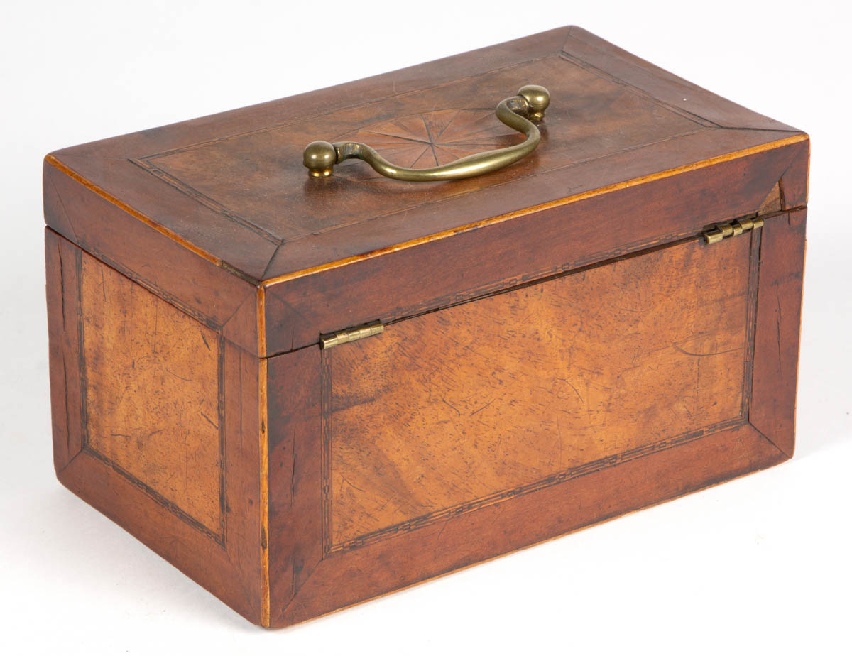 ENGLISH INLAID MAHOGANY TEA CADDIES, LOT OF TWO