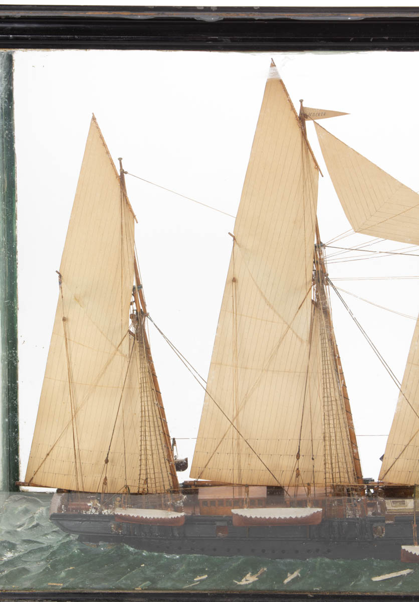 CARVED AND PAINTED SQUARE-RIGGER SHP MODEL
