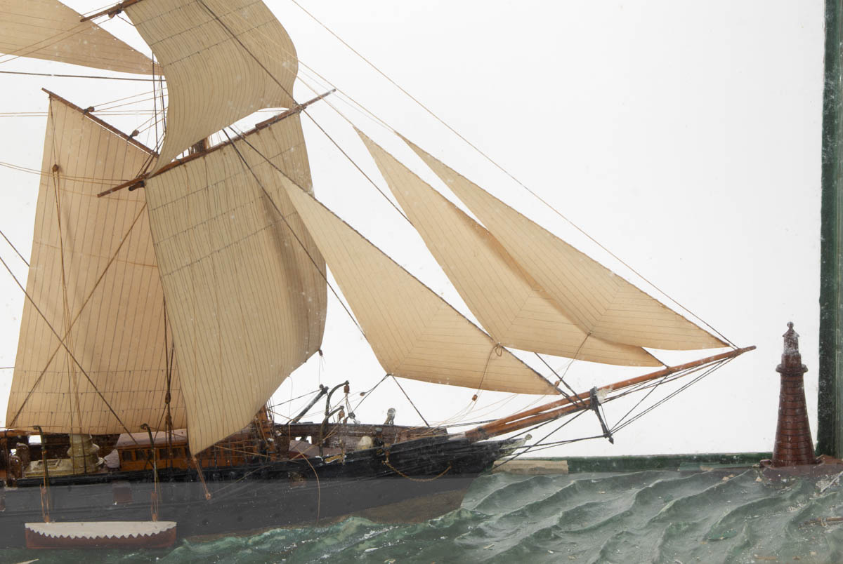 CARVED AND PAINTED SQUARE-RIGGER SHP MODEL