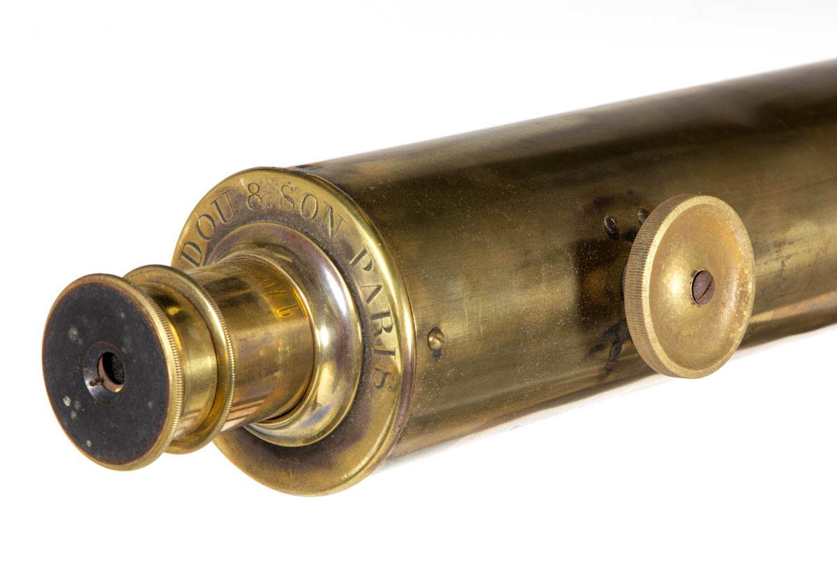 FRENCH BARDOU & SONS BRASS REFRACTOR TELESCOPE AND TRIPOD