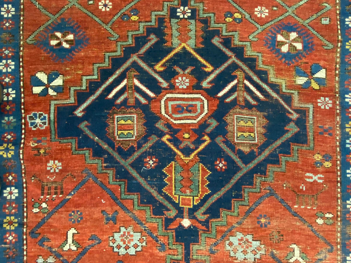 ANTIQUE CAUCASIAN KAZAK TRIBAL RUG / CARPET